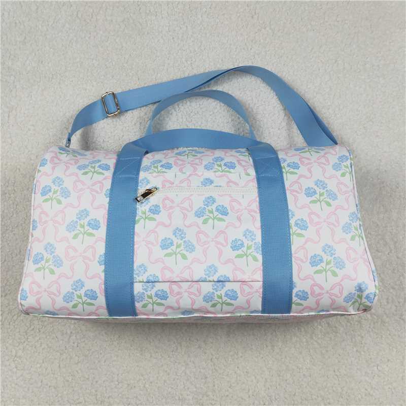USA Warehouse (IN STOCK) BA0294 Light blue ruffle band floral bow women duffel bag