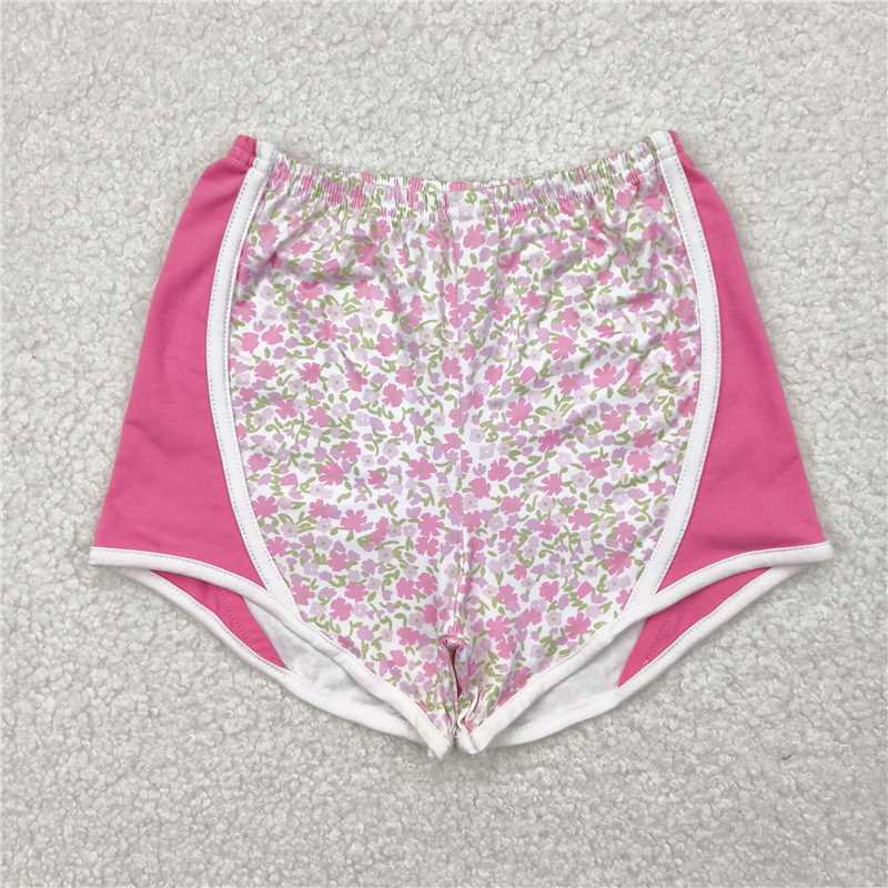 12.23 RTS NO MOQ （In stock）Matching SS0523 Baby Girls Pink Floral Strawberry Shorts Bottoms