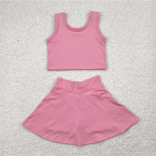 12.18 RTS NO MOQ （In stock）Matching GSD1978 Baby Girls Rust Vest Top Sports Skorts Clothes Sets