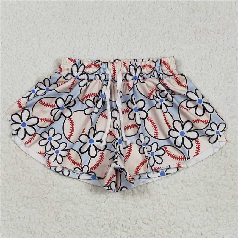 USA Warehouse (IN STOCK) SS0581 Light blue floral baseball baby girls summer shorts