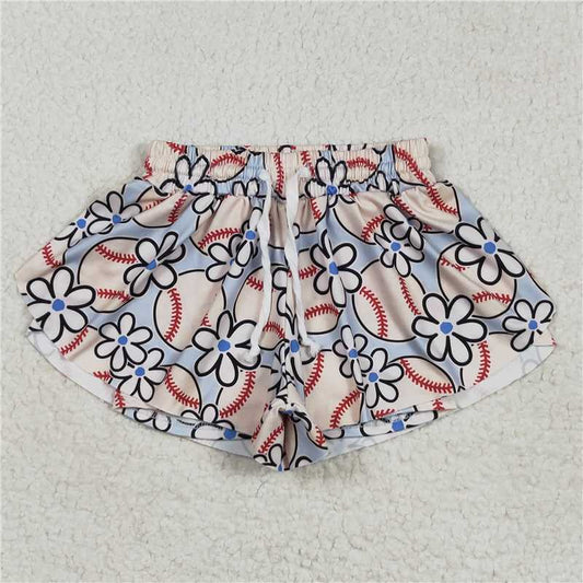 USA Warehouse (IN STOCK) SS0581 Light blue floral baseball baby girls summer shorts