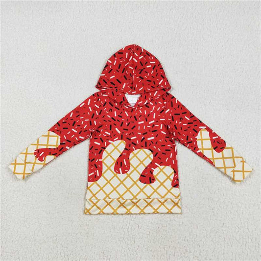 11.3 RTS NO MOQ （In stock）Matching BT1272 Baby Boys Red Long Sleeves Sprinkles Drips Team Hoodies Tops