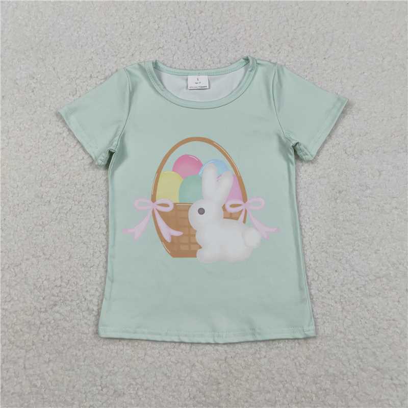 12.15 RST Sibling Baby Girls Short Sleeve Flowers Cross Rabbits Eggs Easter T-shirts Tops