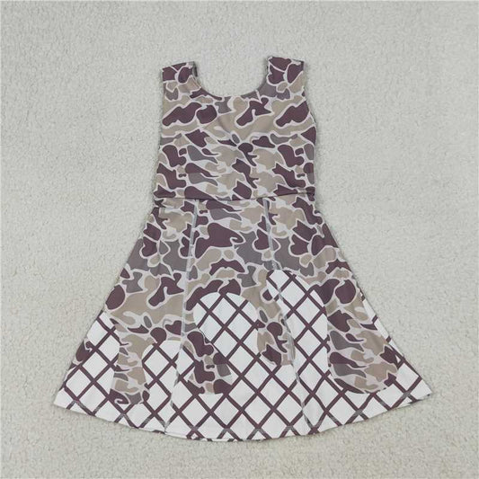 USA Warehouse (IN STOCK) GSD2819 Sleeveless camo ice cream sprinkle girls athletic dresses