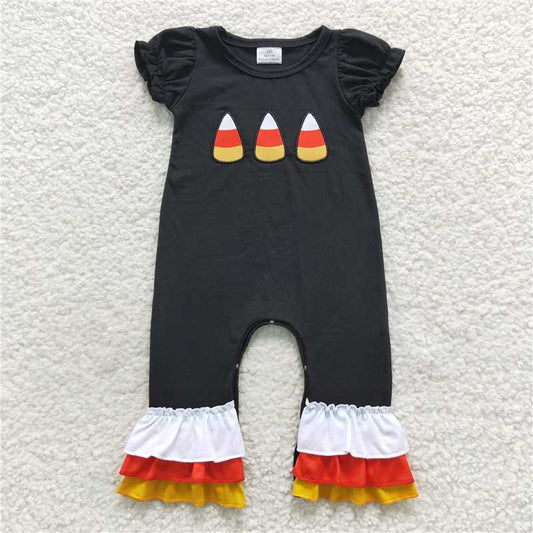 SR0401 Baby Girls Halloween Candy Ruffle Rompers