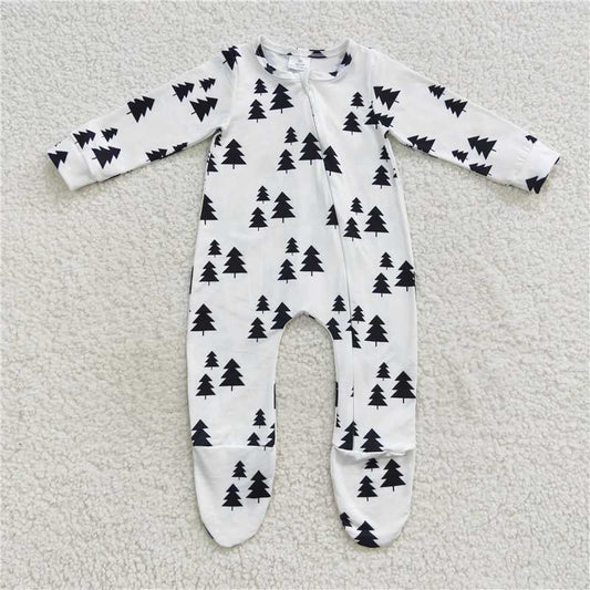 RTS LR0552 Christmas tree pine lace white zipper long sleeve jumpsuit