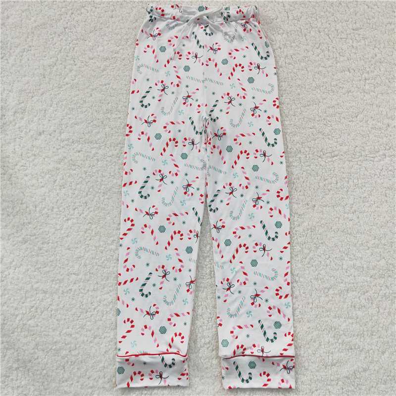P0223  Adult Women Christmas Candy Cane Pants Pajamas