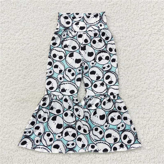 P0258  Baby Girls Blue Halloween Face Bell Pants