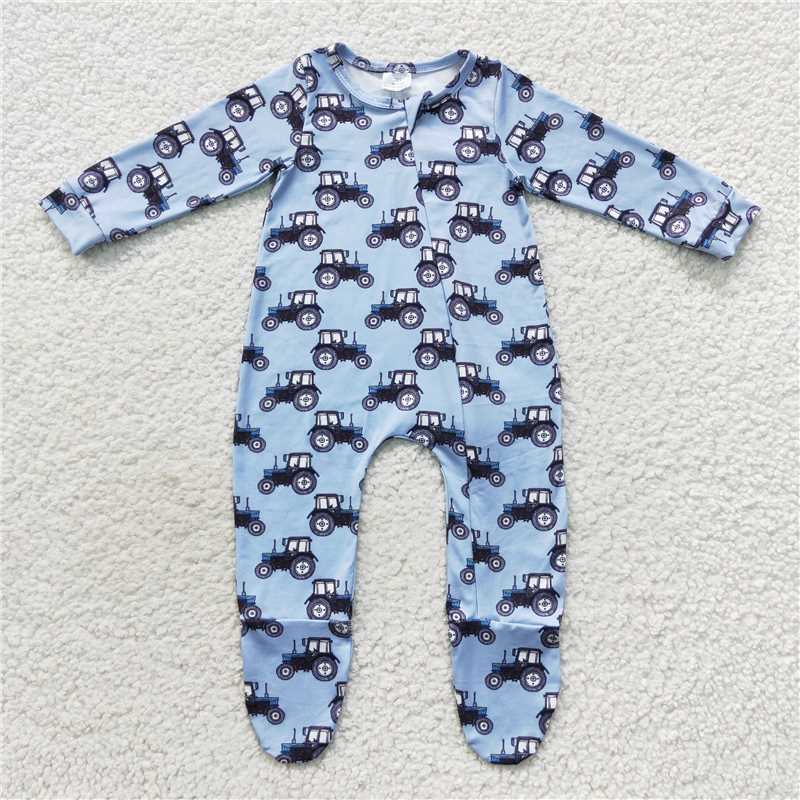 RTS LR0537 Blue Trucker Zipper Long Sleeve Bodysuit