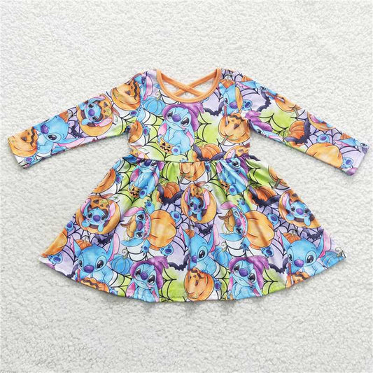 GLD0330  Baby Girls Halloween Orange Pumpkin Twirl Dresses