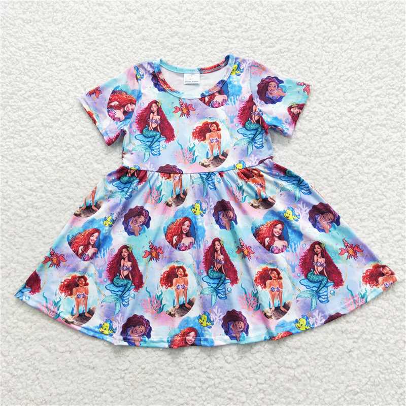 GSD0479 Cartoon mermaid princess short-sleeved dress