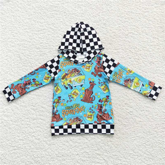 BT0300 Scooby-doo cartoon dog black and white checkered hooded blue
