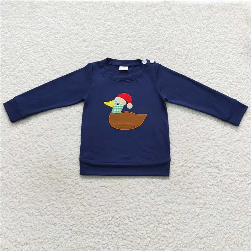 12.12 RTS NO MOQ （In stock）BT0297 Christmas Baby Boys Duck Hats Long Sleeve Shirts Tops