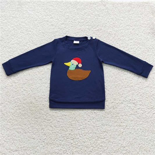 12.12 RTS NO MOQ （In stock）BT0297 Christmas Baby Boys Duck Hats Long Sleeve Shirts Tops
