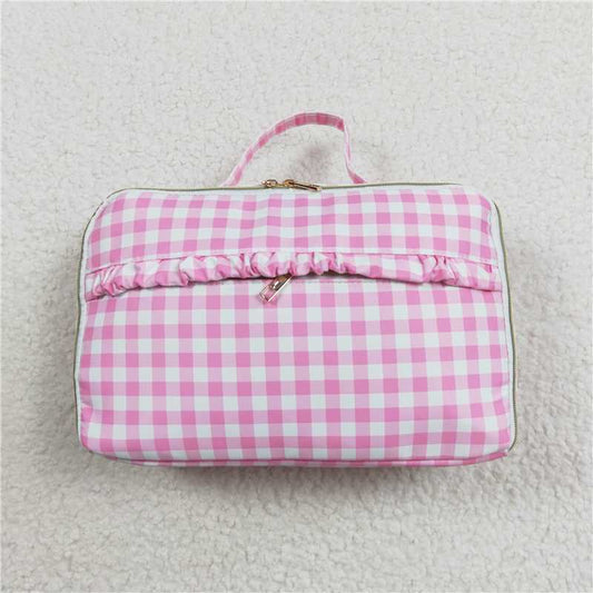 BA0088  Baby Girls Back To School Pink Checkered Back Bags Lunch Boxes