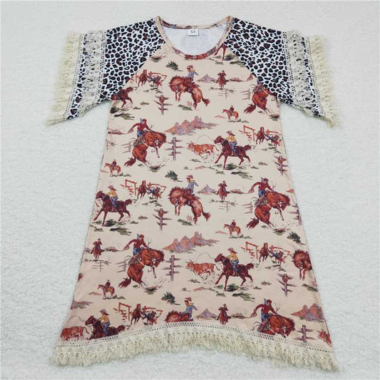 GT0258  Women Adult Western V-Neck Cowboy Short Sleeve Tee Shirts Tops