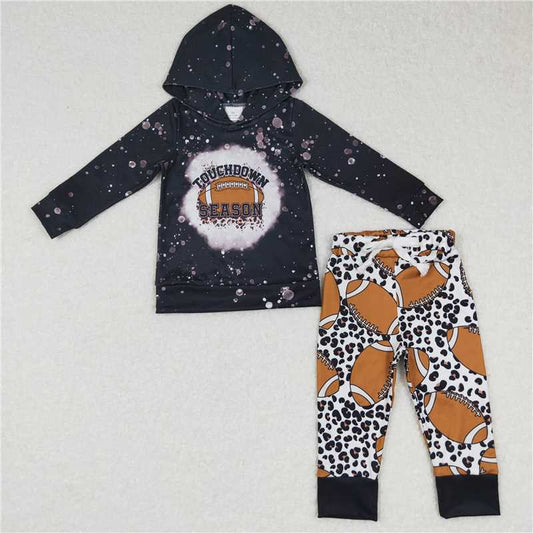 BLP0286 Touchdown season rugby black hooded long-sleeved trousers suit