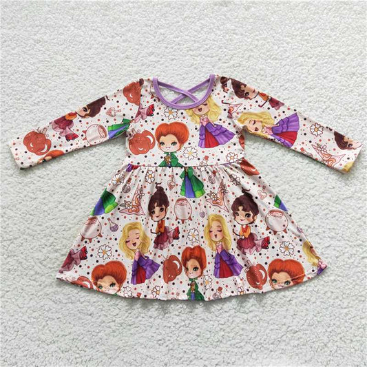 GLD0353  Baby Girls Halloween Witches Pumpkin Knee Length Dresses