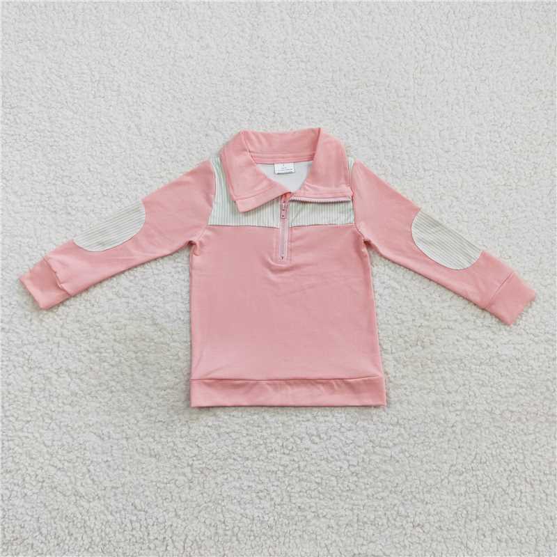 BT0288 Baby Girls Pink Long Sleeve Elbow Pullover Tee Shirt Tops