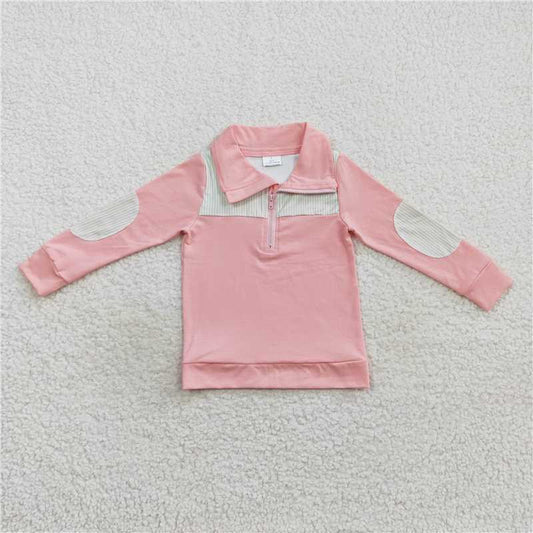 BT0288 Baby Girls Pink Long Sleeve Elbow Pullover Tee Shirt Tops