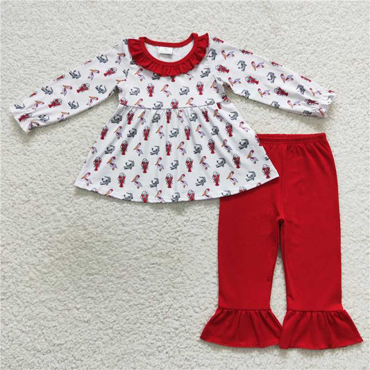 GLP0707Christmas hat duck crawfish tunic pants girls clothes