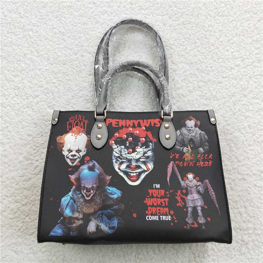 BA0135  Adult Halloween Horrible Friends Black Tote Bags
