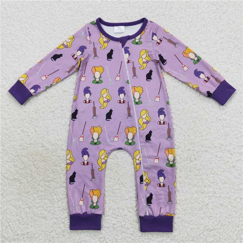 RTS LR0514 Halloween hocus pocus purple long-sleeved jumpsuit