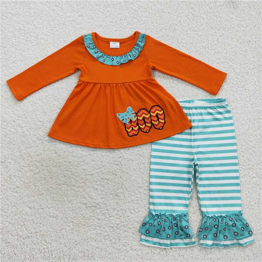 GLP0721Boo spider tunic ruffle pants girls Halloween clothes