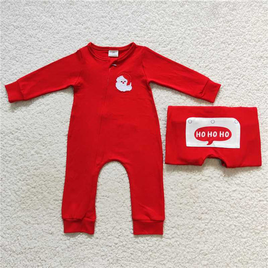 RTS LR0598 Embroidered Santa Claus red zipper long-sleeved jumpsuit