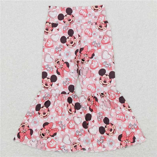P0366  Baby Girls Valentines Mouse Hearts Pink Flare Bell Bottom Pants