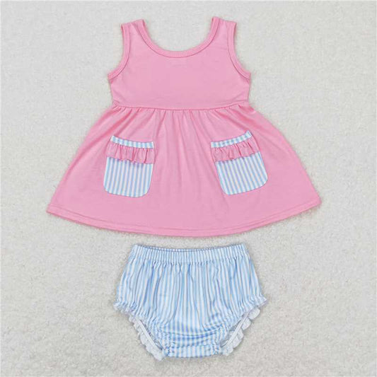 GBO0226   Baby Boys Infant Pink Pocket Top Bummies Clothes Sets