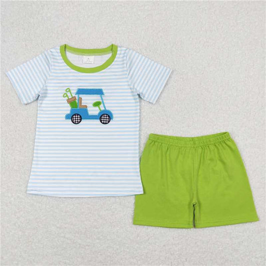 12.16 RTS NO MOQ （In stock）Matching BSSO0394 Baby Boys Golf Tops Shorts Outfits Clothes Sets