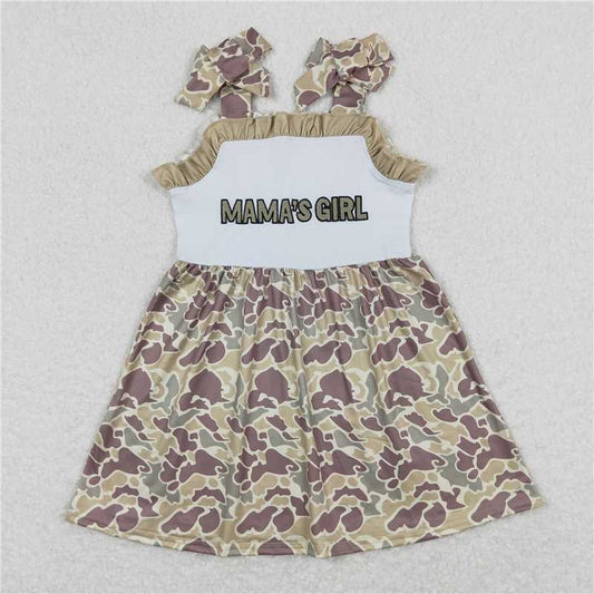 GSD0810  Baby Girls Camo Mama's Girl Straps Knee Length Dresses