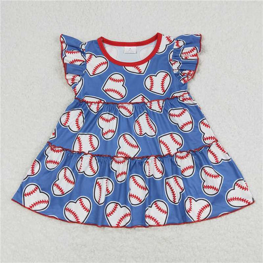GT0483 Blue Baseball PrintTier Short Flutter Shirt