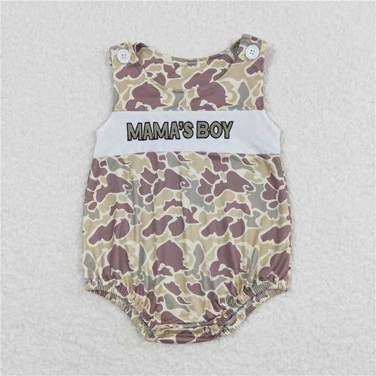 USA Warehouse (IN STOCK) SR0995 Baby Infant Boys Camo Mama's Boy Summer Sleeveless Rompers