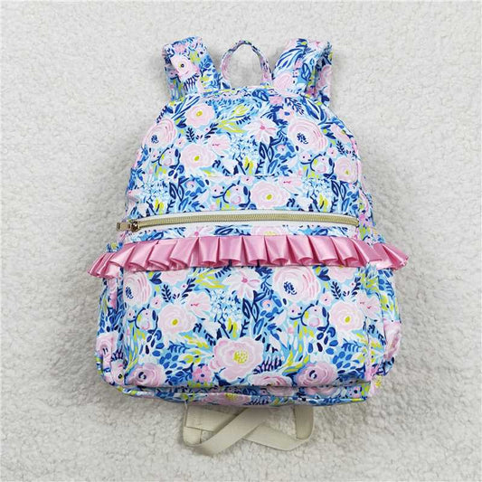 USA Shop (in stock)BA0175  Baby Kids Girls Blue Purple Flowers Backpack Back Bags