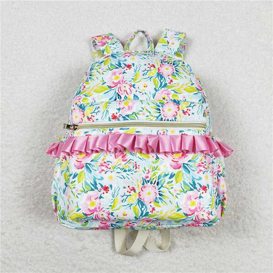 USA Shop (in stock)BA0176  Baby Kids Girls Green Pink Flowers Backpack Back Bags