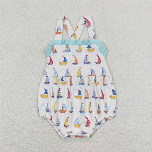 SR1060  Baby Girls Sailboat Sibling Brother Rompers Clothes Sets