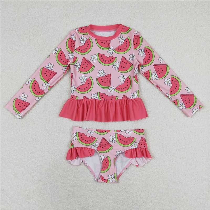 Baby Girls Blue Sailboat Long Sleeve One-Piece Swimsuit for Infants