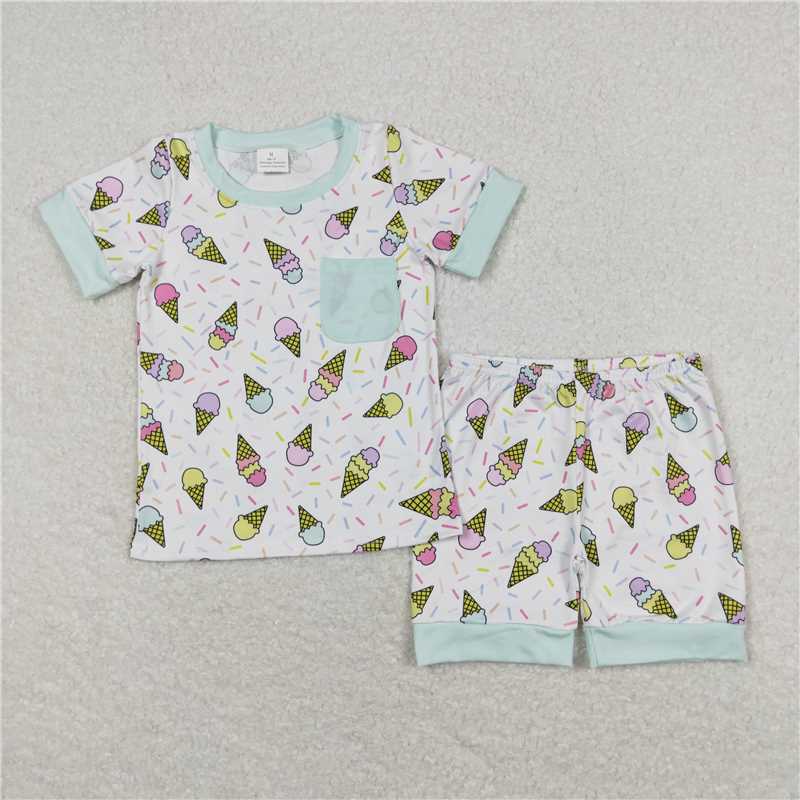 BSSO0622 Baby Boys Green Popstick Shirt Top Shorts Pajamas Clothes Sets Regular price$8.00 USD