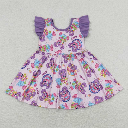 GSD0809   Lavender flutter sleeves baby girls twirl dresses
