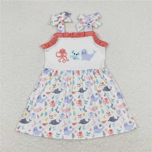 GSD0915  Baby Girls Octopus Crab Sea Lion Summer Sibling Designs Clothes Sets