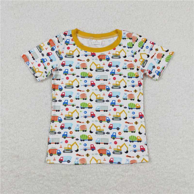 BT0555  Baby Boys Construction Short Sleeve Tee Shirts Tops