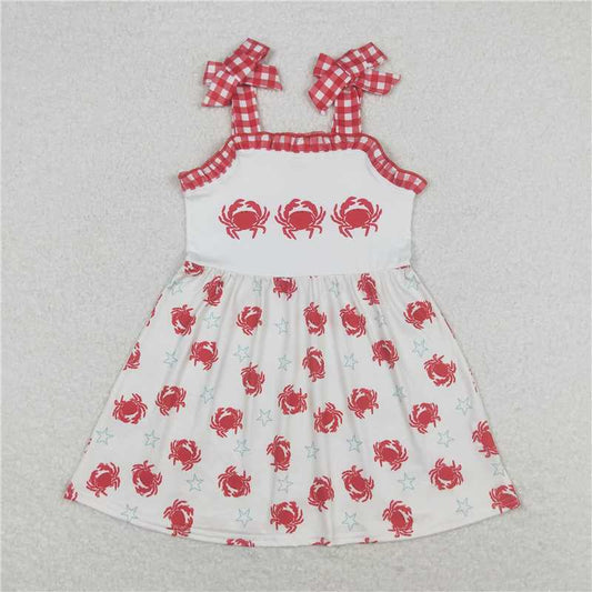 GSD0914  Baby Girls Straps Crab Knee Length Dresses