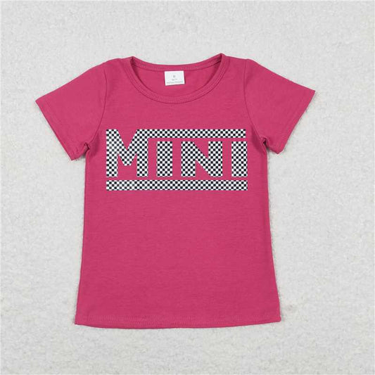 GT0573 Hot pink short sleeves mini mommy and me girls shirt