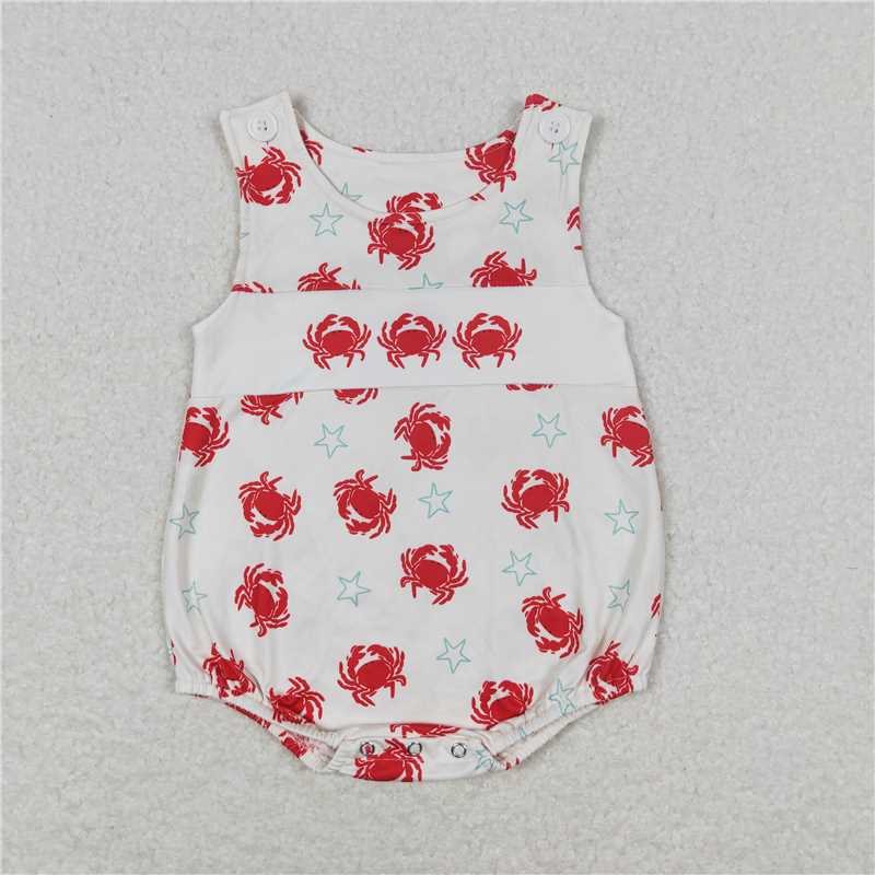 SR1186 Baby Infant Boys Crabs Sleeveless Rompers