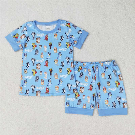 BSSO0853 Baby Children Sibling Dogs Shirts Shorts Pajamas Clothes Sets