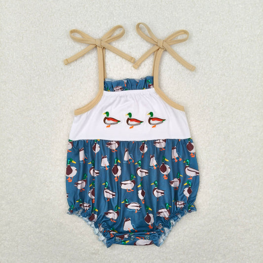 12.8 RTS NO MOQ （In stock）Matching SR1133 Baby Infant Girls Duck Straps Rompers