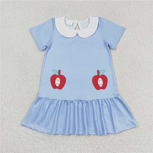 GSD0953  Baby Girls Short Sleeve Apples Knee Length Dresses