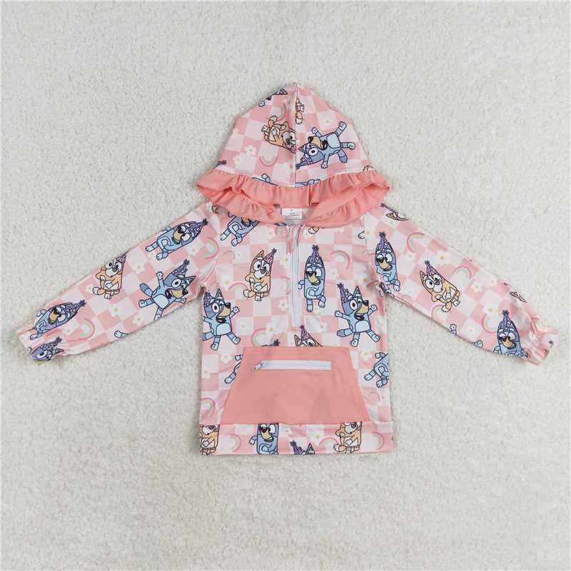 GT0633  Baby Girls Dogs Rainbow Sibling Hooded Top Dresses